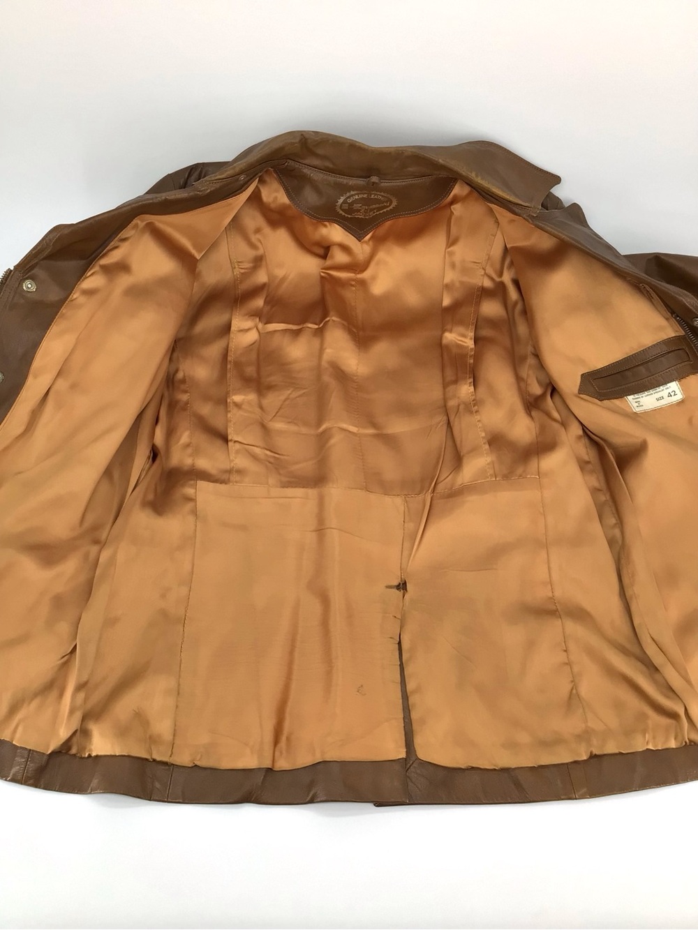 Vintage 70s Kawasaki Dealer Only RARE Genuine Leather Jacket Sz Large Brown Z-1 - Picture 12 of 16